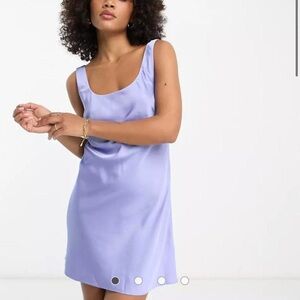 Abercrombie & Fitch Periwinkle Satin Dress with Scoop Neckline